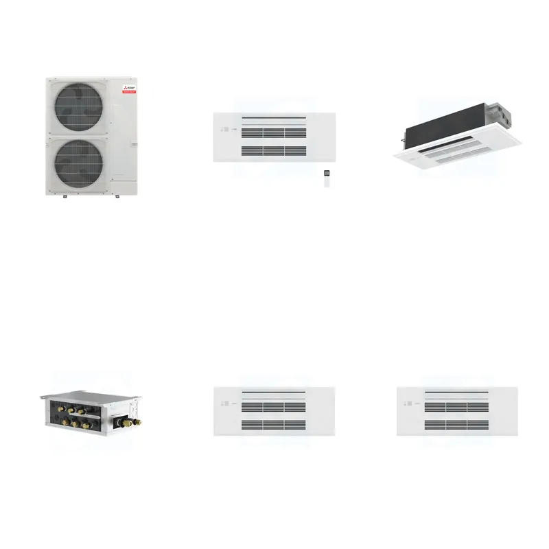 Mitsubishi Multi-Zone 48000 BTU R-454B 20 SEER2 2-Zone 1-Way Ceiling Cassette Mini Split Heat Pump System - 9K+12K