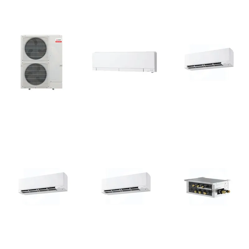 Mitsubishi Multi-Zone 36000 BTU R-454B 20 SEER2 4-Zone Wall-Mounted Hyper Heat Mini Split Heat Pump System - 6K+9K+9K+9K