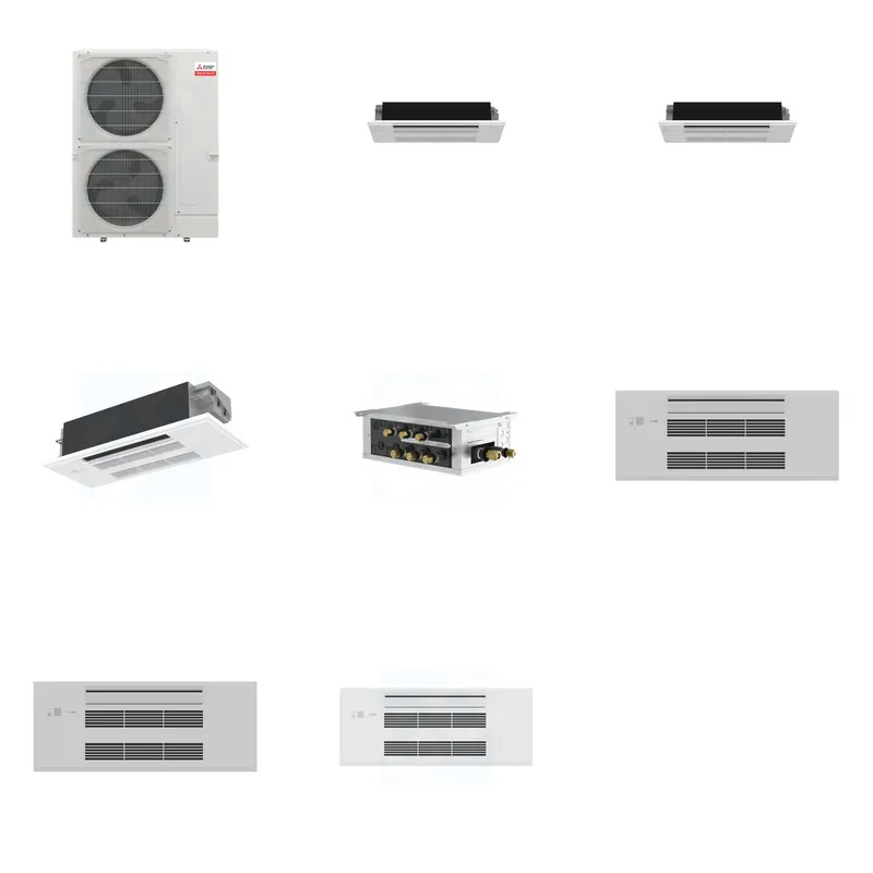 Mitsubishi Multi-Zone 36000 BTU R-454B 20 SEER2 3-Zone 1-Way Ceiling Cassette Mini Split Heat Pump System - 6K+6K+12K