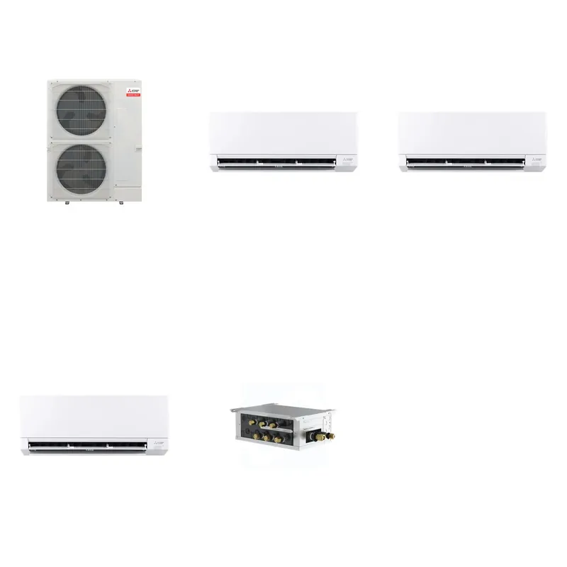 Mitsubishi Multi-Zone 48000 BTU R-454B 20 SEER2 3-Zone Wall-Mounted Mini Split Heat Pump System - 6K+12K+12K