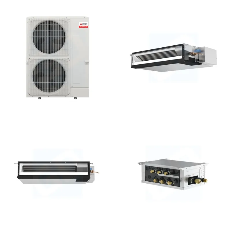 Mitsubishi Multi-Zone 48000 BTU R-454B 16 SEER2 2-Zone Ducted Low-Static Mini Split Heat Pump System - 12K+18K