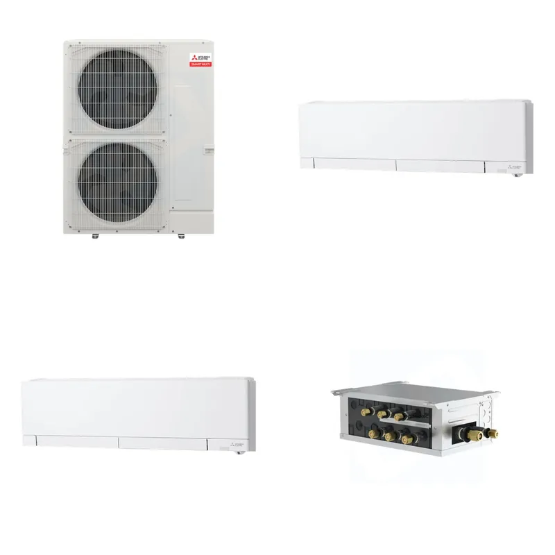 Mitsubishi Multi-Zone 48000 BTU R-454B 20 SEER2 2-Zone Wall-Mounted Hyper Heat Mini Split Heat Pump System - 6K+6K