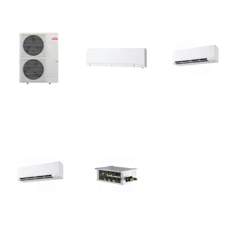 Mitsubishi Multi-Zone 48000 BTU R-454B 20 SEER2 3-Zone Wall-Mounted Hyper Heat Mini Split Heat Pump System - 6K+9K+15K