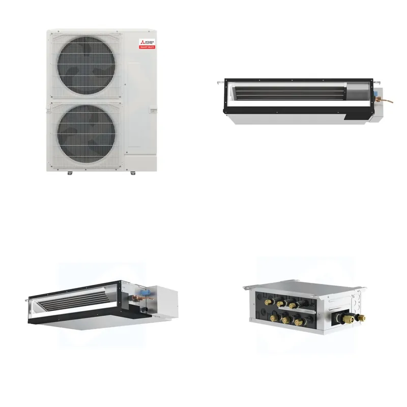 Mitsubishi Multi-Zone 48000 BTU R-454B 16 SEER2 2-Zone Ducted Low-Static Mini Split Heat Pump System - 9K+15K