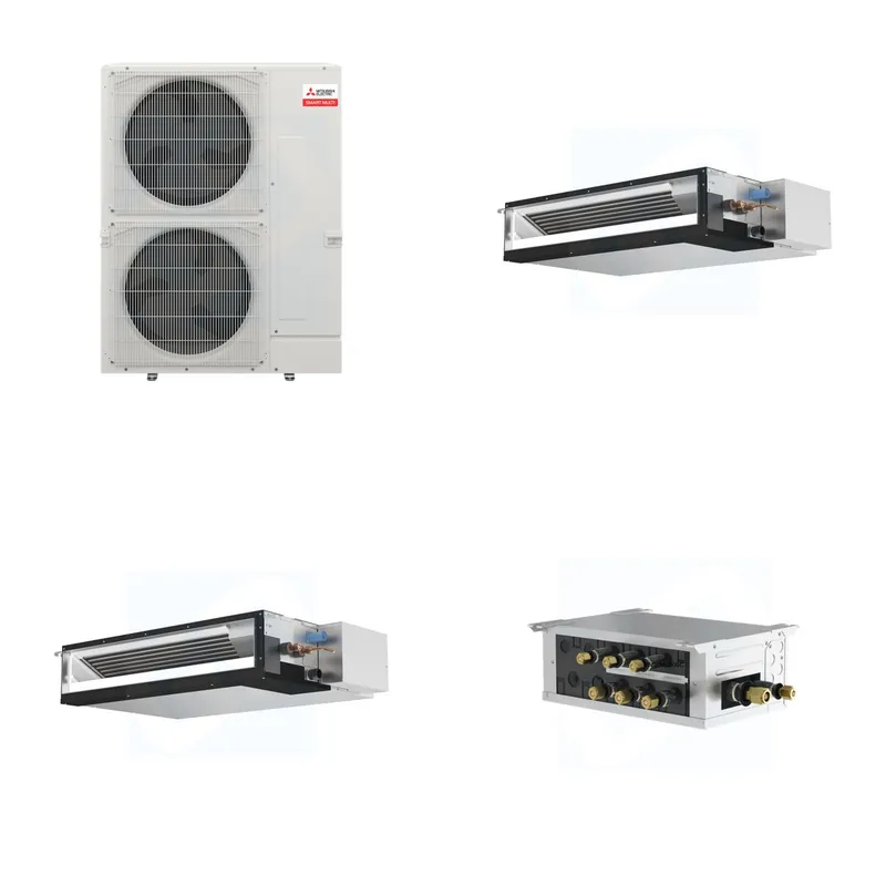 Mitsubishi Multi-Zone 48000 BTU R-454B 16 SEER2 2-Zone Ducted Low-Static Mini Split Heat Pump System - 15K+15K