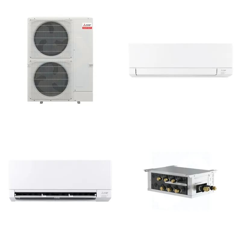 Mitsubishi Multi-Zone 48000 BTU R-454B 20 SEER2 2-Zone Wall-Mounted Mini Split Heat Pump System - 18K+24K