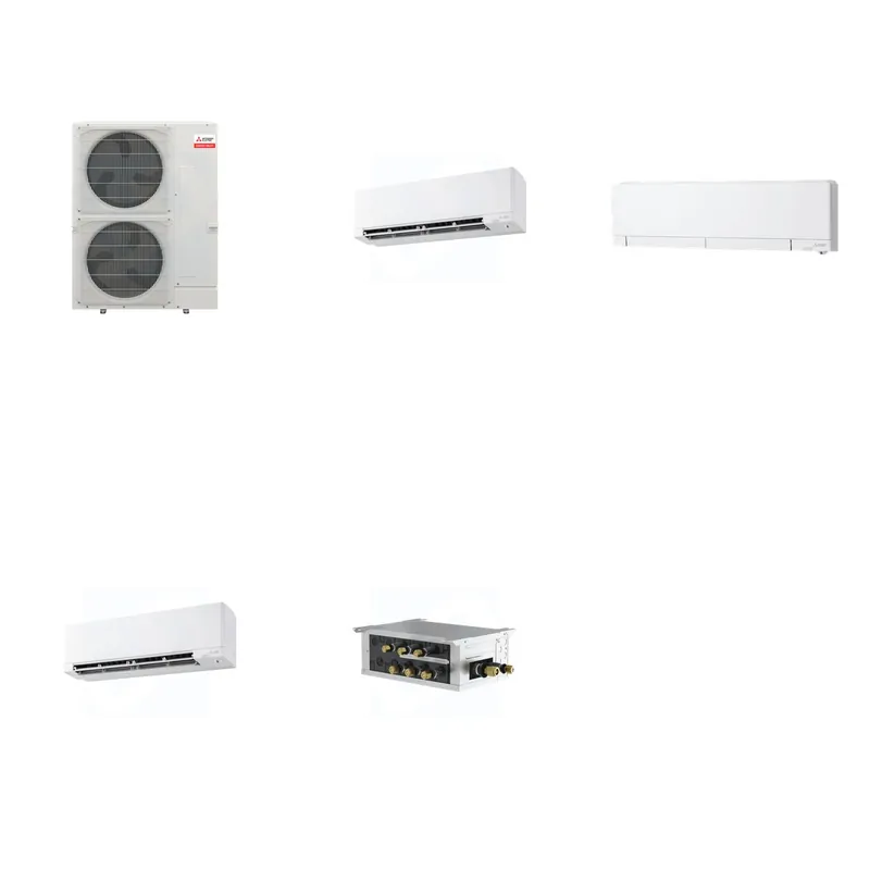 Mitsubishi Multi-Zone 48000 BTU R-454B 20 SEER2 3-Zone Wall-Mounted Hyper Heat Mini Split Heat Pump System - 9K+12K+15K