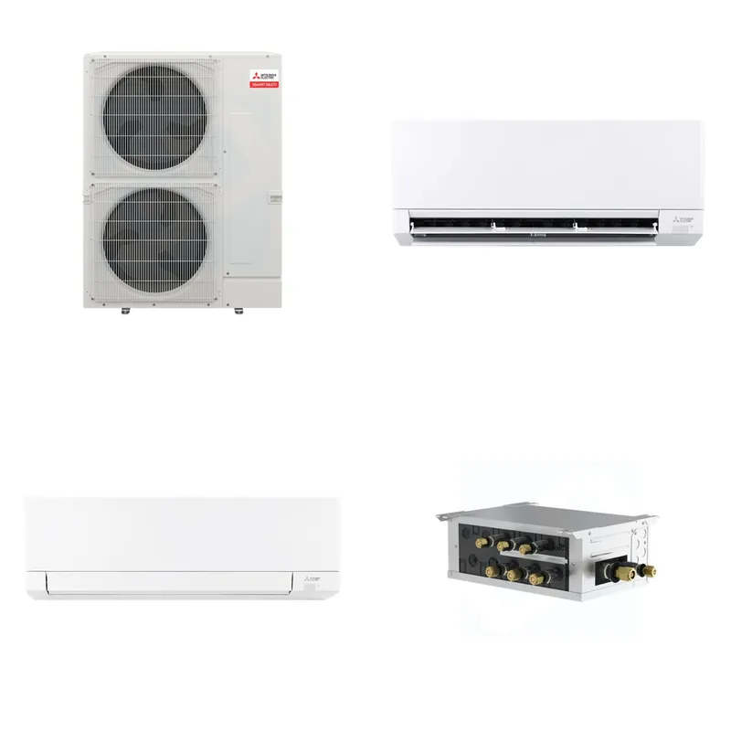 Mitsubishi Multi-Zone 48000 BTU R-454B 20 SEER2 2-Zone Wall-Mounted Mini Split Heat Pump System - 9K+15K