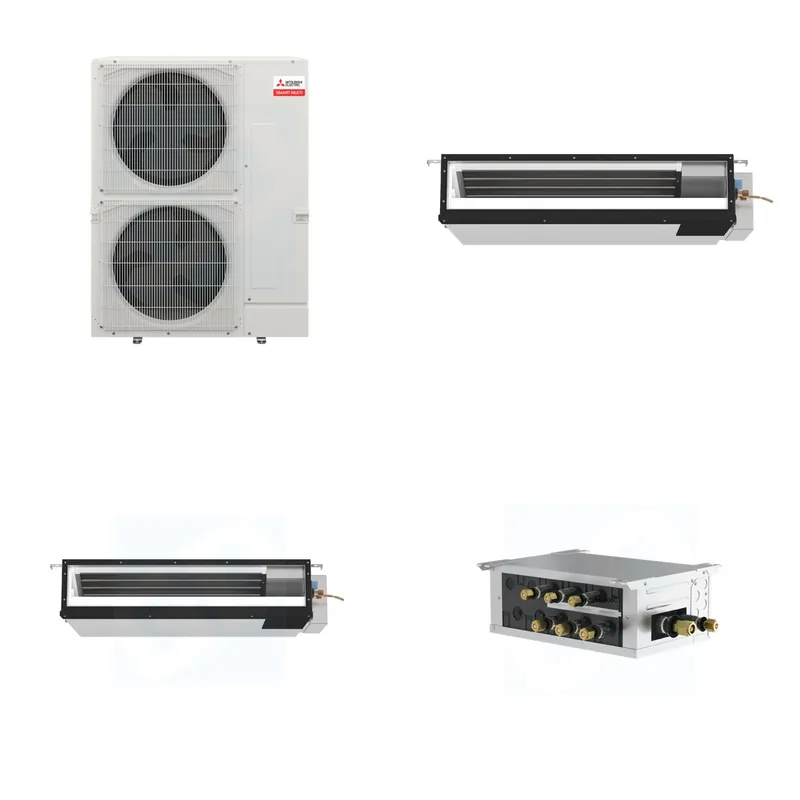 Mitsubishi Multi-Zone 36000 BTU R-454B 16 SEER2 2-Zone Ducted Low-Static Mini Split Heat Pump System - 9K+18K