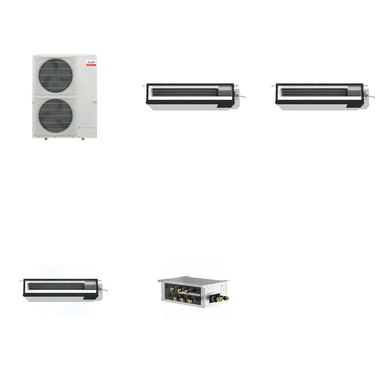Mitsubishi Multi-Zone 36000 BTU R-454B 16 SEER2 3-Zone Ducted Low-Static Mini Split Heat Pump System - 9K+9K+18K