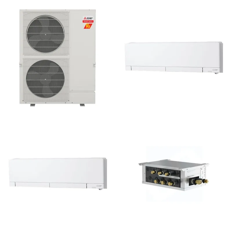 Mitsubishi Multi-Zone 60000 BTU R-454B 20 SEER2 2-Zone Wall-Mounted Hyper Heat Mini Split Heat Pump System - 6K+6K