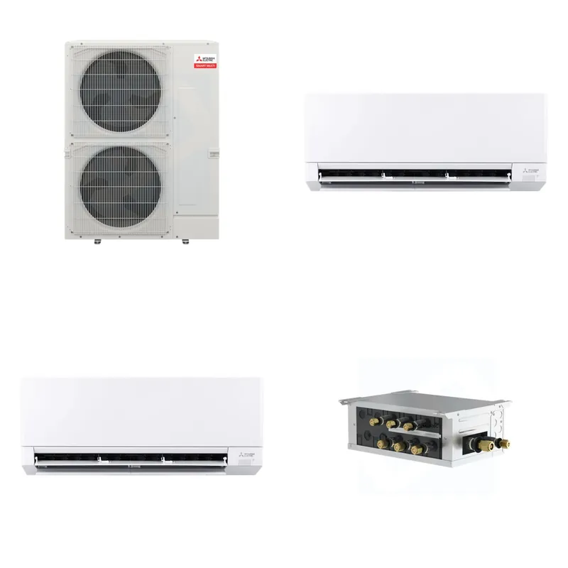 Mitsubishi Multi-Zone 48000 BTU R-454B 20 SEER2 2-Zone Wall-Mounted Mini Split Heat Pump System - 24K+24K