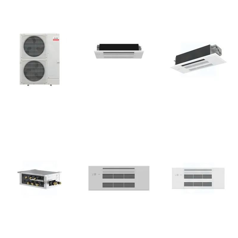Mitsubishi Multi-Zone 48000 BTU R-454B 20 SEER2 2-Zone 1-Way Ceiling Cassette Mini Split Heat Pump System - 6K+12K
