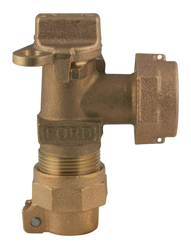 Ford Meter Box KV43-444W-NL 1 in. Pack Joint x Meter Swivel Nut Brass Meter Angle Key Valve
