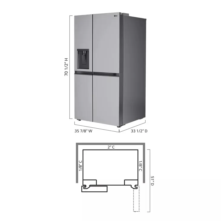 Lg Electronics LRSWS2806S 28 cu. ft. Capacity Side-by-Side Refrigerator with External Water Dispenser
