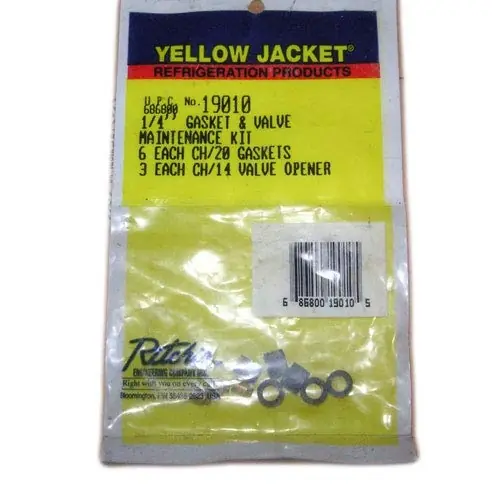 Yellow Jacket 19010 Refrigerant Charging Hose Gasket and Valve Depressor 1/4 Inch 2-Pack