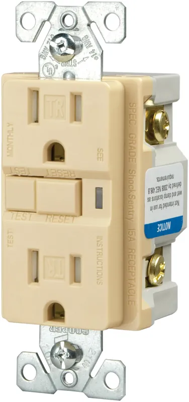 Eaton TRVGF15V Wiring Devices 15 Amp 125 VAC 2-Pole 3-Wire NEMA 5-15R Straight Blade Duplex Receptacle