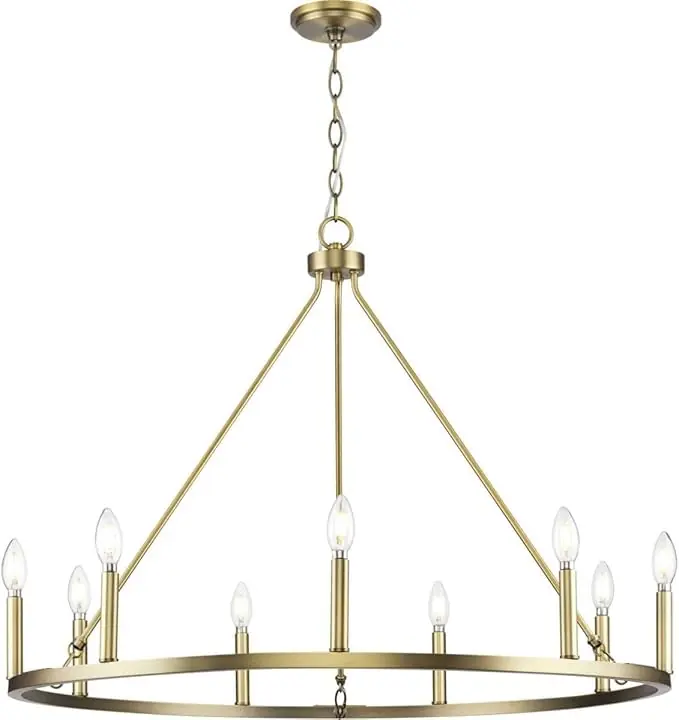 Progress Lighting P400314-163 Gilliam Chandelier 9-Light 540 Total Watts Vintage Brass
