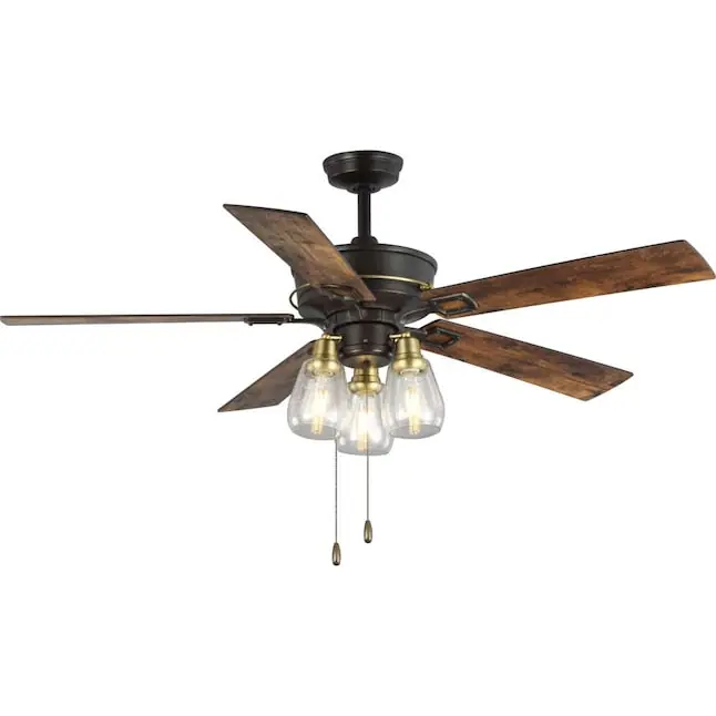 Progress Lighting P250004-129 Teasley 56-in Architectural Bronze Indoor Ceiling Fan with Light (5-Blade)