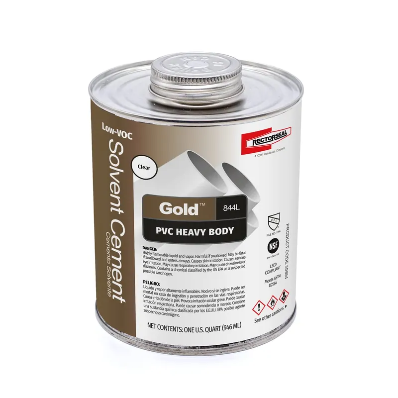 Rectorseal 55954 Gold 844L Heavy Body Low Voc Pvc Solvent Cement 1 Quart