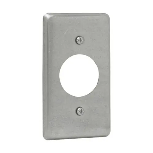 Crouse Hinds TP612 Utility Box Cover Steel 1-Gang Flat With (1) Single Receptacle Opening 2-1/8-Inch x 4-Inch
