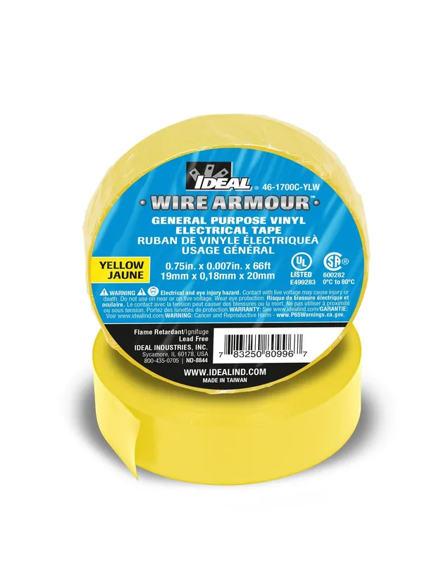 Ideal 46-1700C-YLW Wire Armour Electrical Tape 66 ft L x 3/4 in W, 7 mil THK