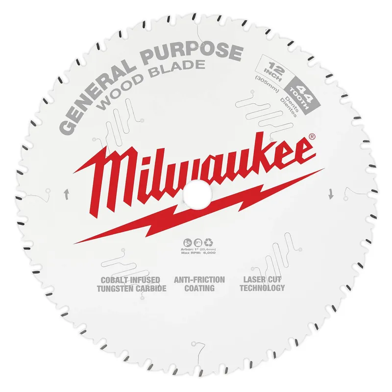 Milwaukee 48-40-1220 44T General Purpose Circular Saw Blade, 12 in Dia