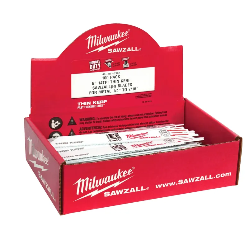 Milwaukee 48-01-7184 Thin Kerf SAWZALL Reciprocating Saw Blade 6 Inch 108 T