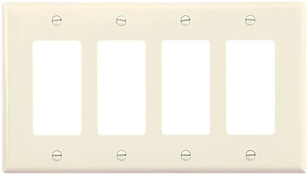 Eaton PJ264LA Mid-Size Polycarbonate 4-Gang Decorator GFCI Wallplate