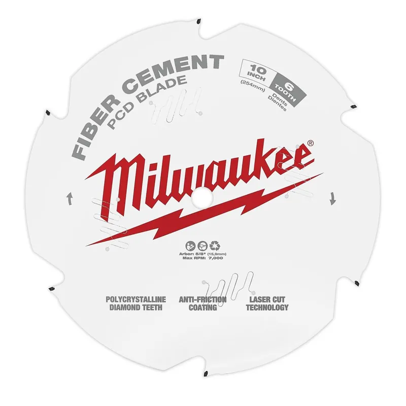 Milwaukee 48-40-7010 6T PCD/Fiber Cement Circular Saw Blade 10 in Dia