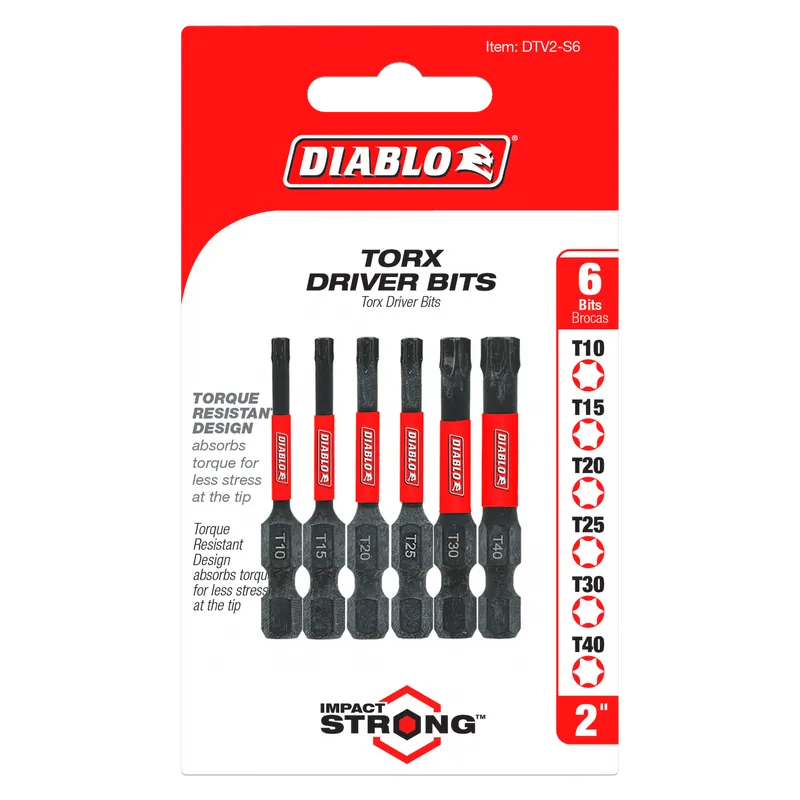 Diablo DTV2-S6 Torx Drive Bit Assorted Pack 2 inches (6-Piece)