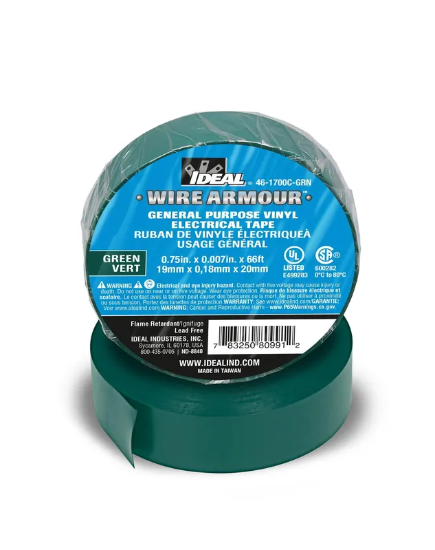 Ideal 46-1700C-GRN 3/4 inchesx66 feetx 7mil Gp Tape
