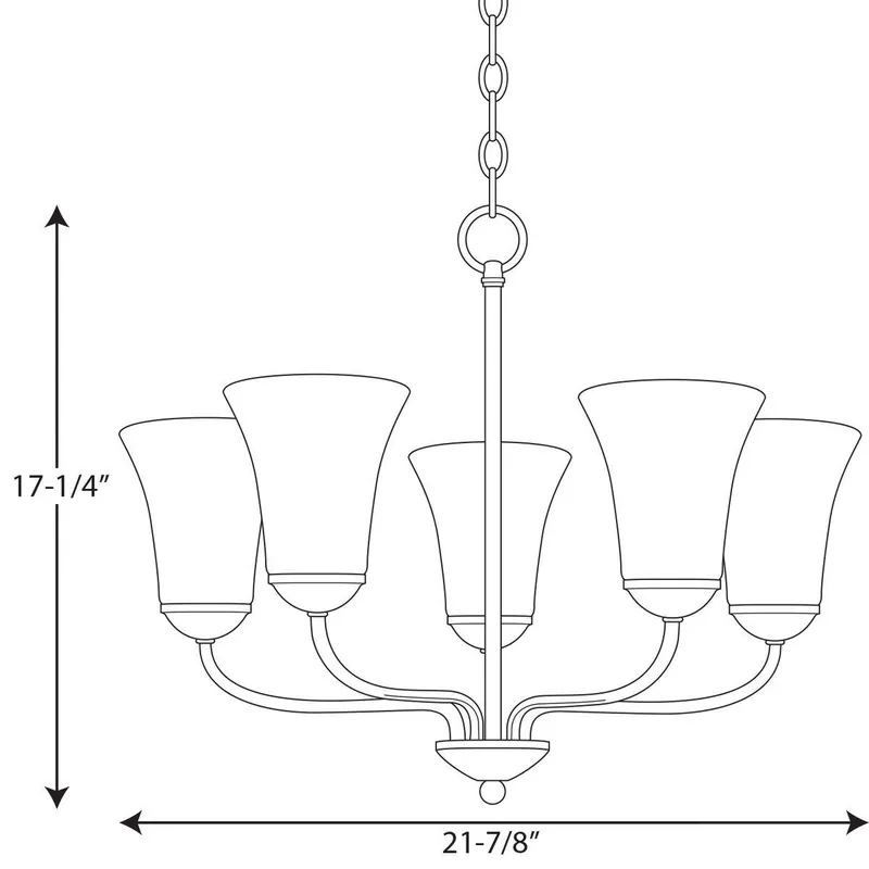 Progress Lighting P4770-15 Classic 21-7/8 in. 100W 5-Light Chandelier