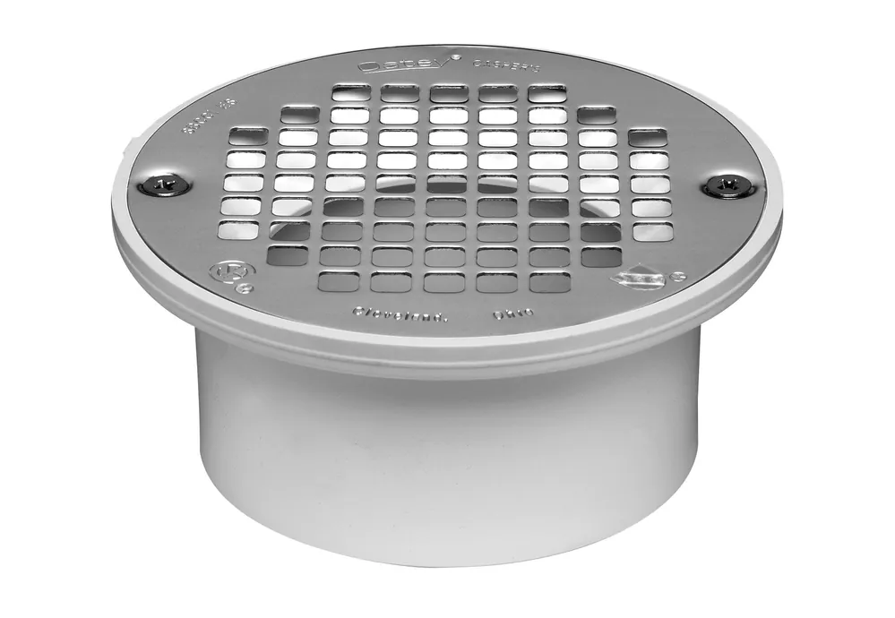 Oatey 43583 3 in. or 4 in. PVC General Purpose Drain with 5 in. Stainless Steel Screw-Tite Strainer