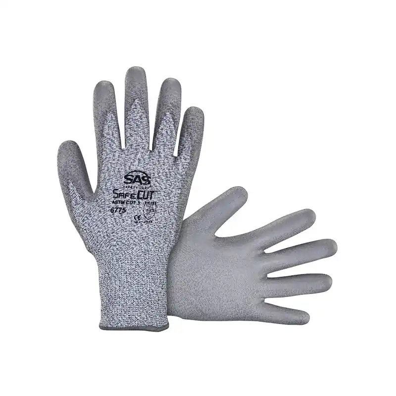 Sas Safety 6775-04 HPPE Cut Resistant Knit Glove, PU Palm, X-Large, Bulk Each