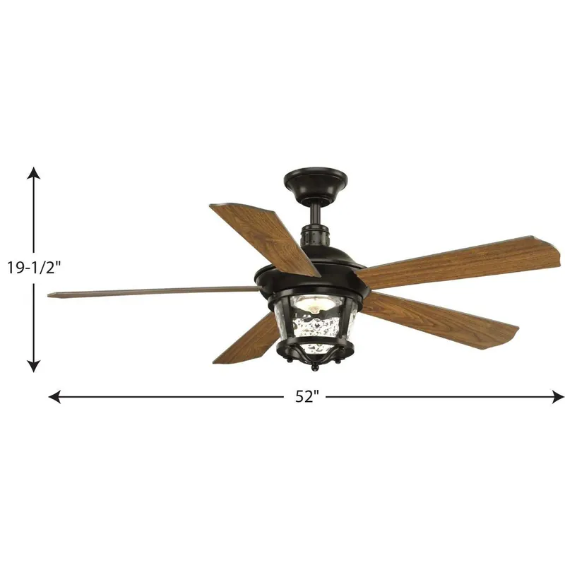 Progress Lighting P2576-2030K Smyrna 58W 5-Blade Indoor Ceiling Fan with 52 in. Blade Span and LED Light