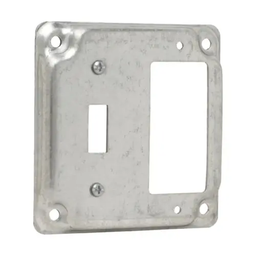 Crouse Hinds TP515 Steel Raised Surface Cover With (1) GFCI Receptacle and (1) Toggle Switch Opening 4-Inch x 4-Inch x 1/2-Inch