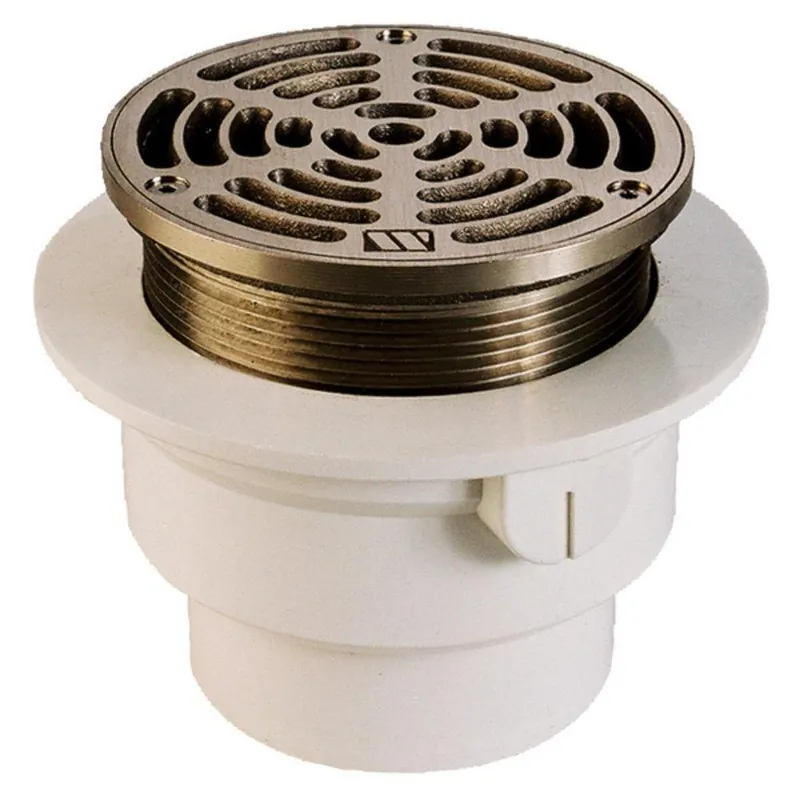 Watts FD12-6R-3PVC Drainage FD12 Series 3 in. PVC Adjustable Floor Drain with Round Strainer