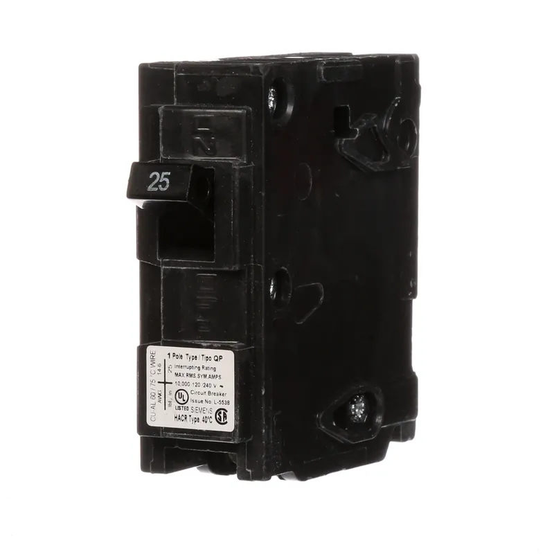 Siemens Q125 1-Pole 120 VAC 25 Amp 10 kA Plug-In Circuit Breaker