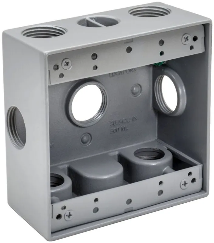 Topaz WB2775X 3/4-inch 7 Hole, Side Opening, Double Gang Weatherproof Box