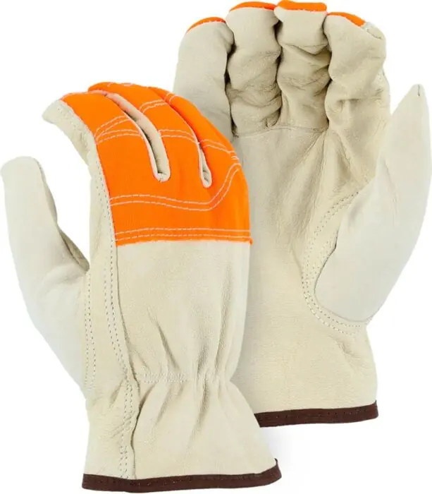 Majestic 1554HVO/11 Goatskin Drivers Gloves with Hi-Viz Cloth Fingers X-Large