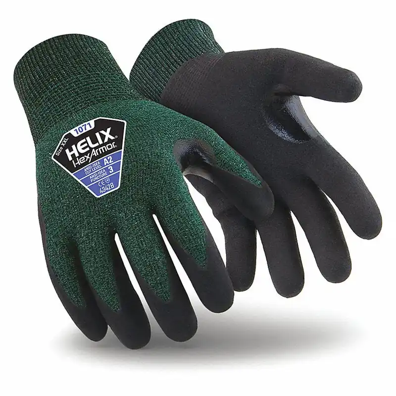 Hexarmor 1071-M (8) Helix Medium 15 Gauge High Performance Polyethylene And Nitrile Cut Resistant Gloves With Nitrile Coated Palm And Fingertips