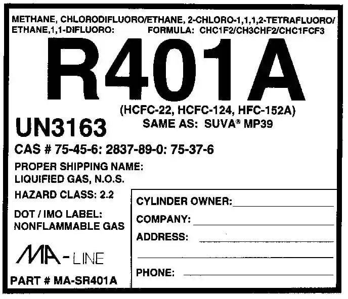 Ma-Line MA-SR22 Refrigerant Label OSHA Safety Green 10/Pk