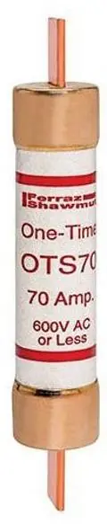 Mersen OTS70 Low Voltage Fast Acting Fuse, 70 A, 600/300 VAC/VDC, 50/20 kA Interrupt, K5 Class, Cylindrical Body