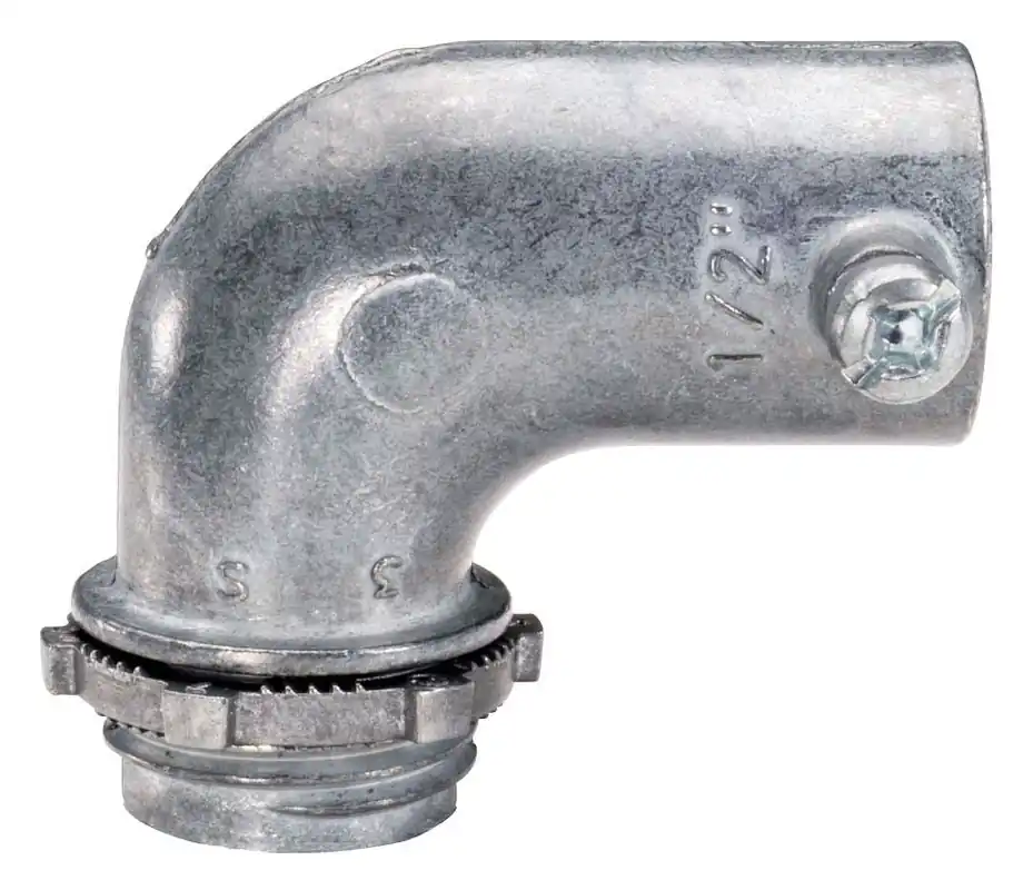 Topaz 161 90 DEG Angle EMT Connector, Die Cast Zinc, 1/2 inches