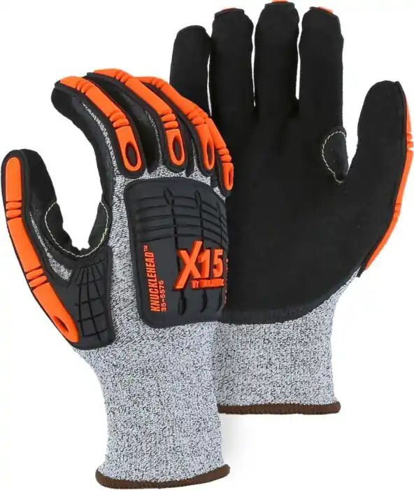Majestic 35-5575/S X-15 Korplex Gloves - 13 Gauge, Impact TPR, Cut Level A5