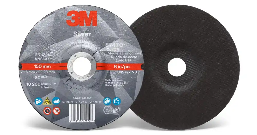 3M 7100398888 Silver Cut-Off Wheel 87470 6 in x 0.045 in x 7/8 in