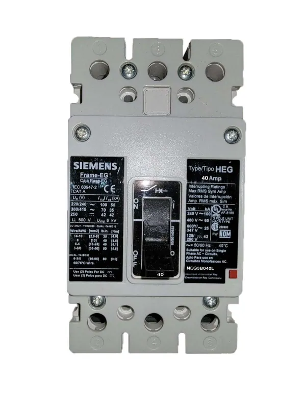 Siemens NEG3B045L VL Series Low Voltage Molded Case Circuit Breaker 240 VAC 45 A
