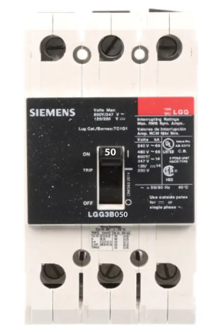 Siemens LGG3B050L Molded Case Circuit Breaker 50 A
