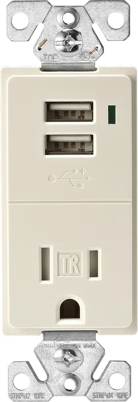 Eaton TR7740LA-BOX Combination USB Charger with Receptacle 15 Amp 125 VAC